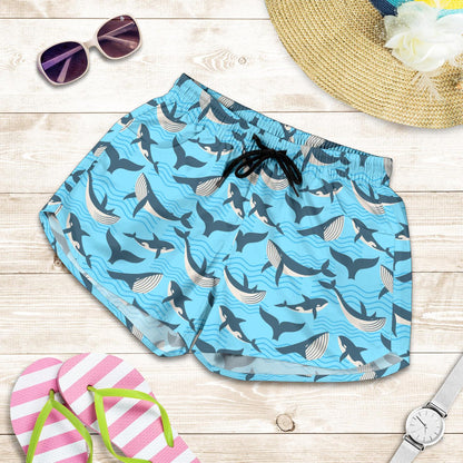 Whale Pattern Design Themed Print Women Shorts-JTAMIGO.COM