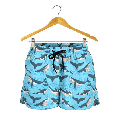 Whale Pattern Design Themed Print Women Shorts-JTAMIGO.COM