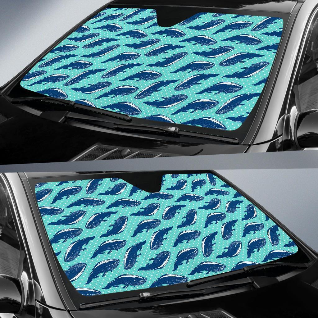 Whale Polka Dot Design Themed Print Car Sun Shade For Windshield
