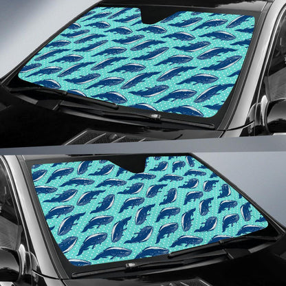 Whale Polka Dot Design Themed Print Car Sun Shade For Windshield