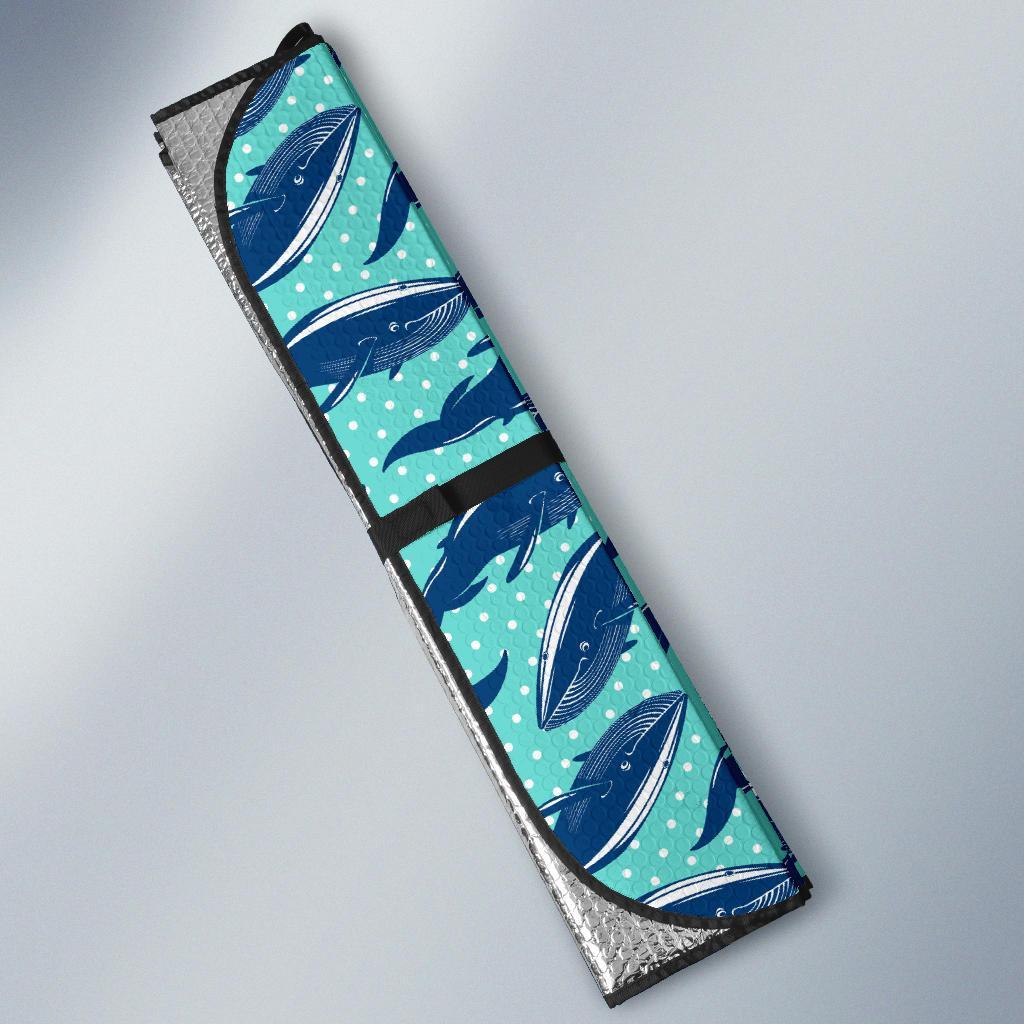 Whale Polka Dot Design Themed Print Car Sun Shade For Windshield