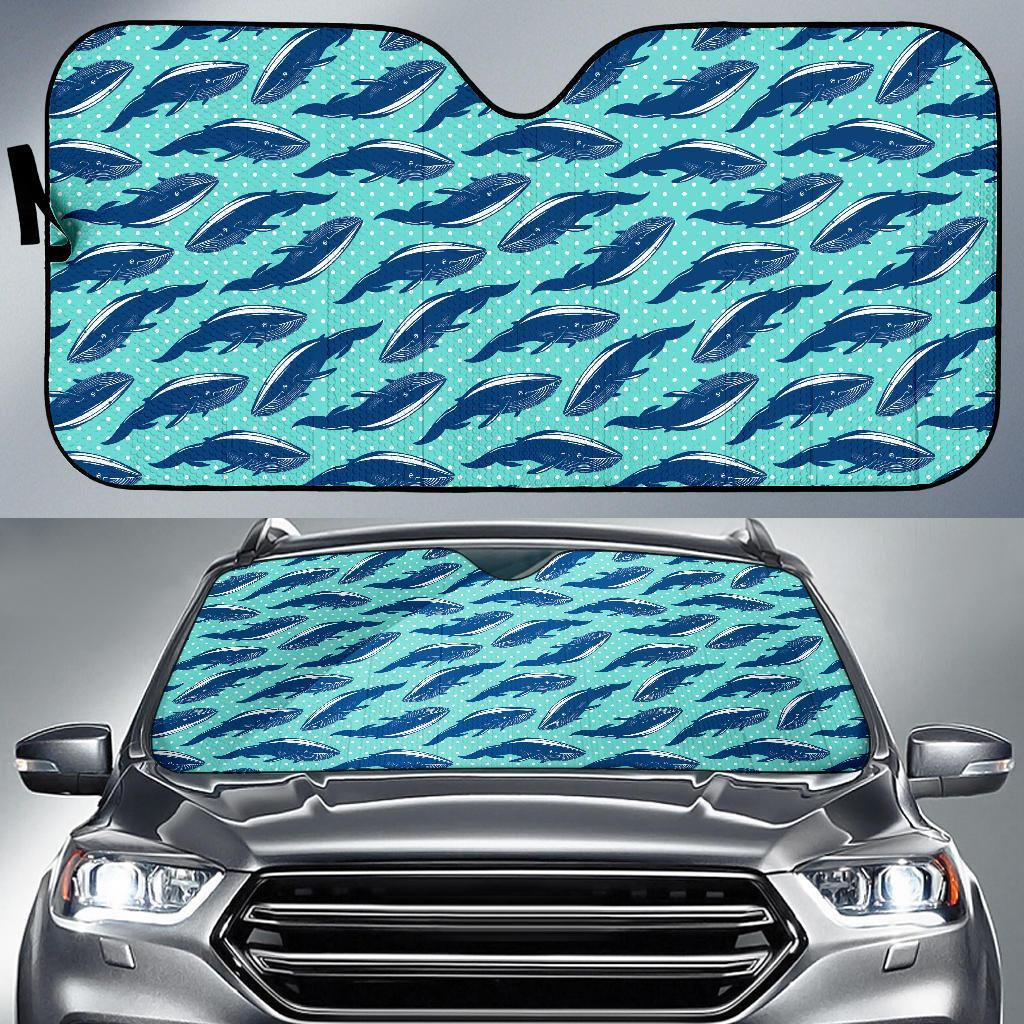 Whale Polka Dot Design Themed Print Car Sun Shade For Windshield