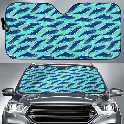 Whale Polka Dot Design Themed Print Car Sun Shade For Windshield