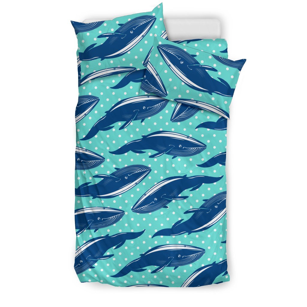 Whale Polka Dot Design Themed Print Duvet Cover Bedding Set