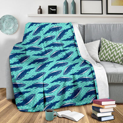 Whale Polka Dot Design Themed Print Fleece Blanket