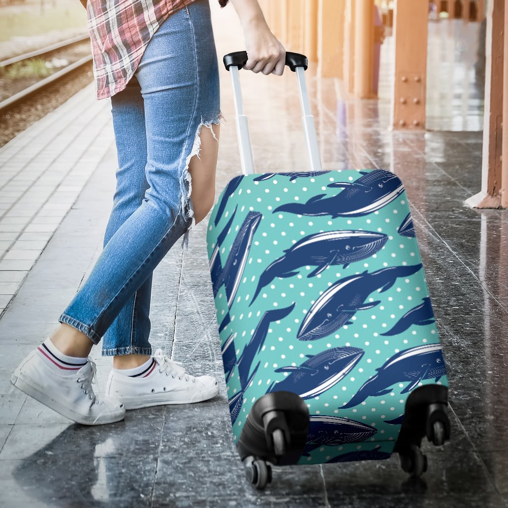 Whale Polka Dot Design Themed Print Luggage Cover Protector
