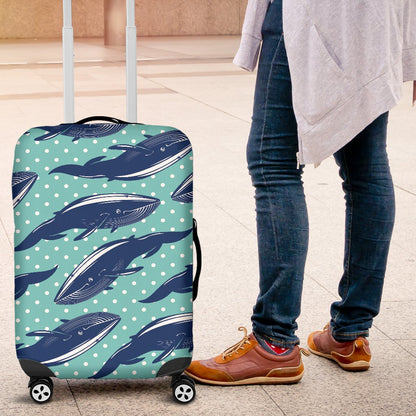 Whale Polka Dot Design Themed Print Luggage Cover Protector