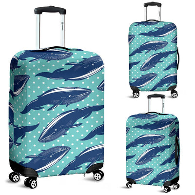 Whale Polka Dot Design Themed Print Luggage Cover Protector