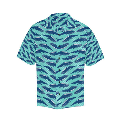 Whale Polka Dot Design Themed Print Men Aloha Hawaiian Shirt