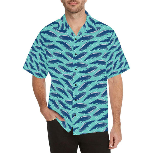 Whale Polka Dot Design Themed Print Men Aloha Hawaiian Shirt