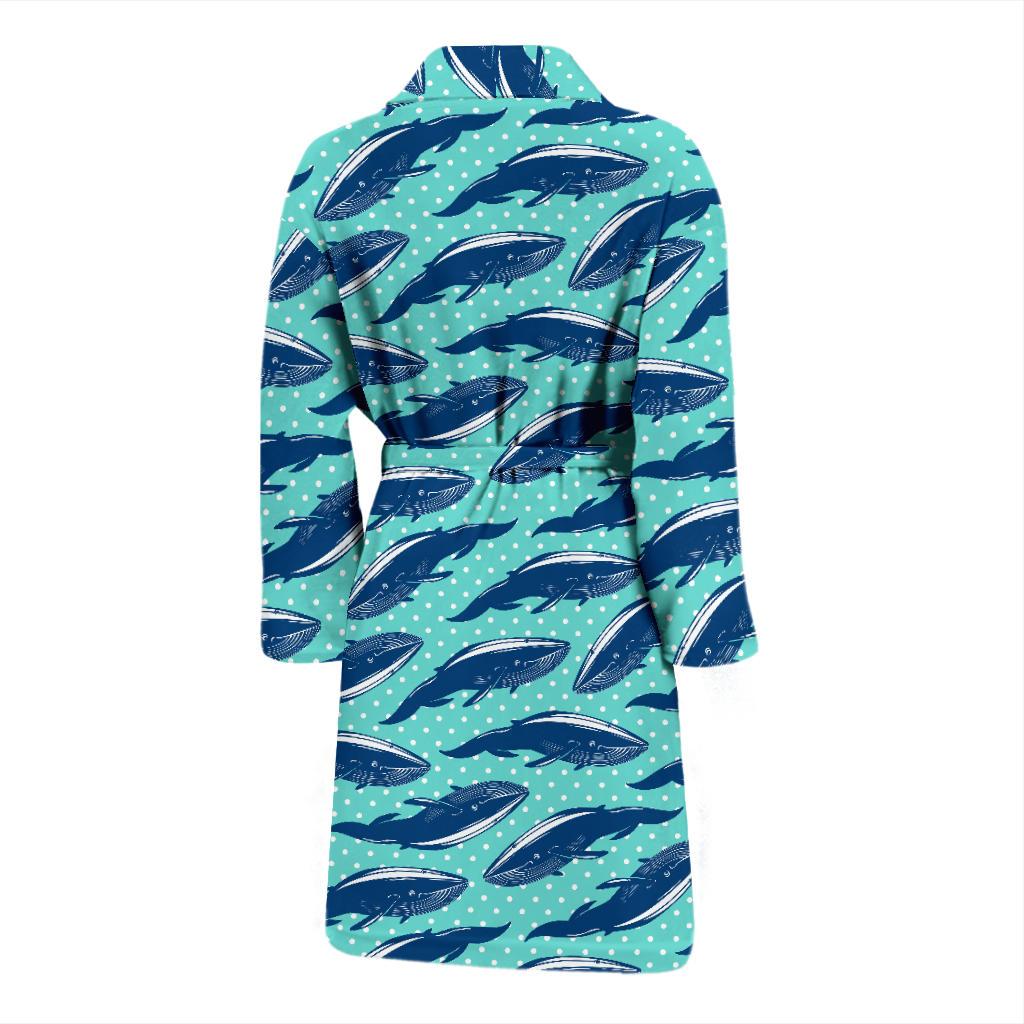 Whale Polka Dot Design Themed Print Men Bath Robe-JTAMIGO.COM