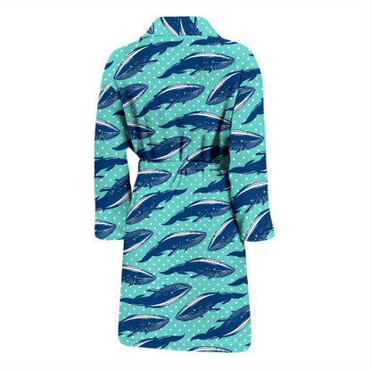 Whale Polka Dot Design Themed Print Men Bath Robe-JTAMIGO.COM