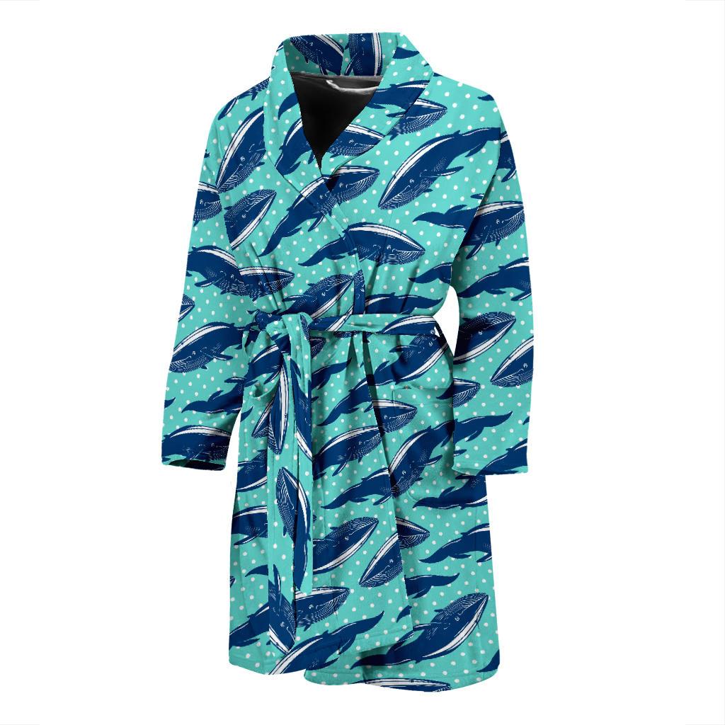 Whale Polka Dot Design Themed Print Men Bath Robe-JTAMIGO.COM