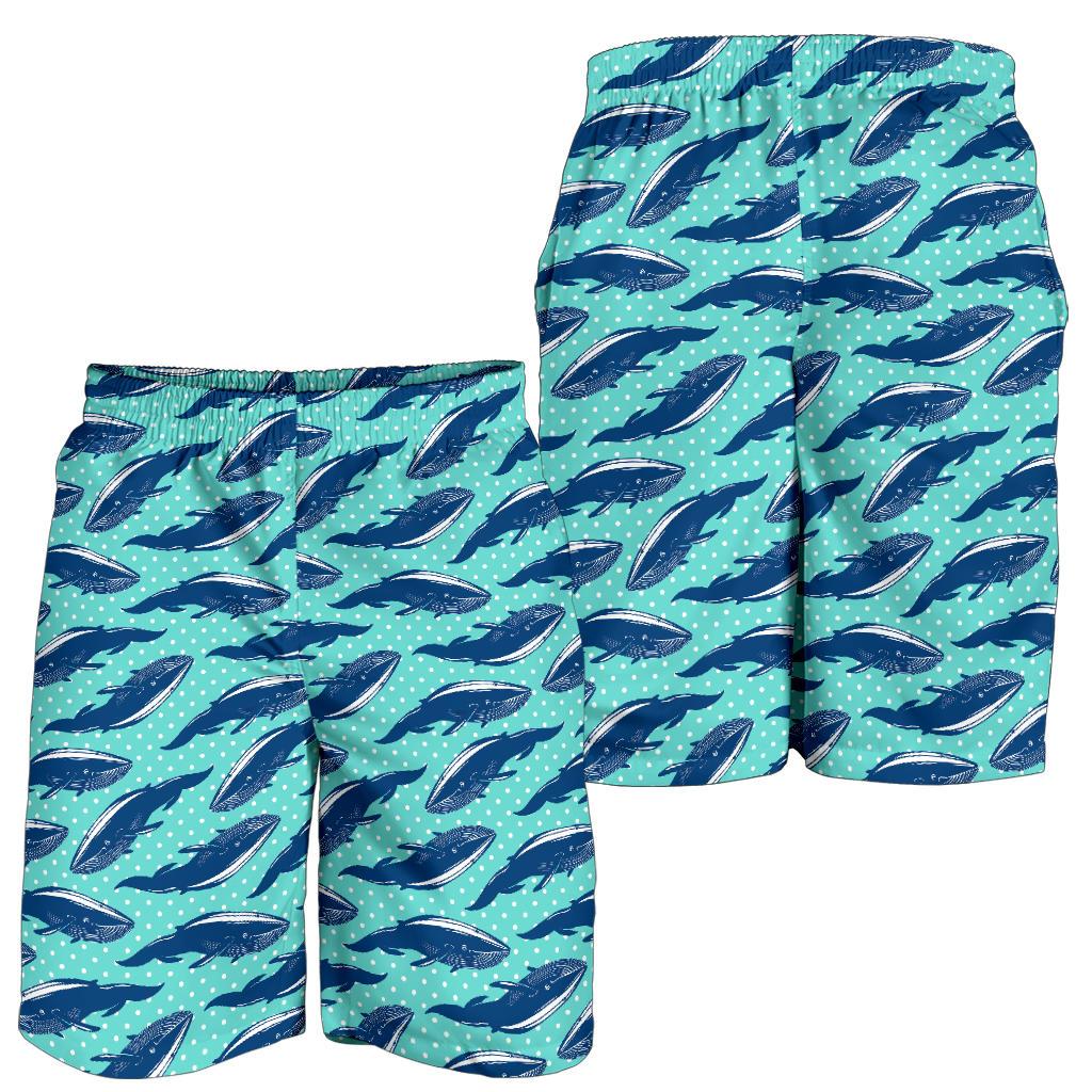 Whale Polka Dot Design Themed Print Mens Shorts-JTAMIGO.COM