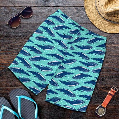 Whale Polka Dot Design Themed Print Mens Shorts-JTAMIGO.COM