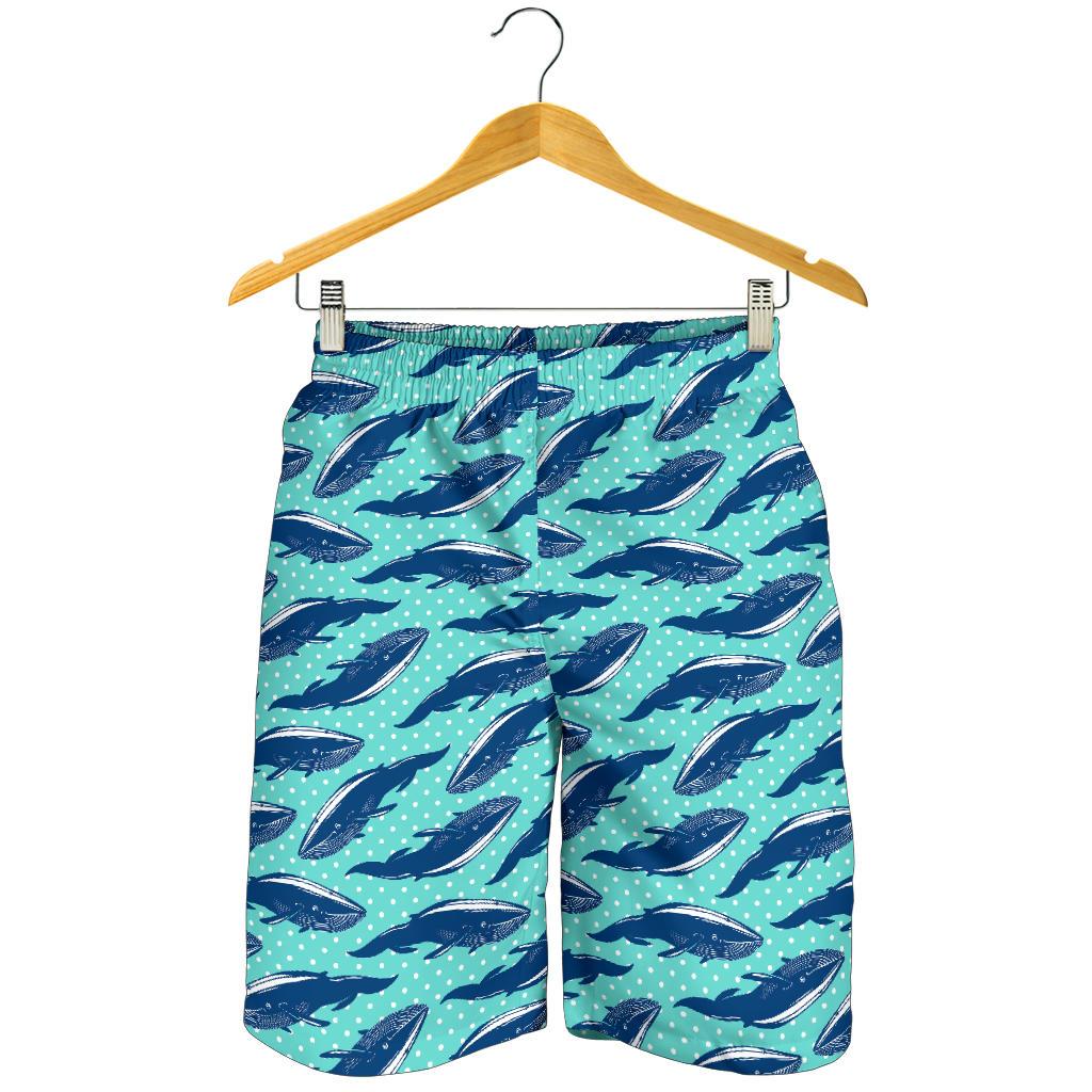 Whale Polka Dot Design Themed Print Mens Shorts-JTAMIGO.COM