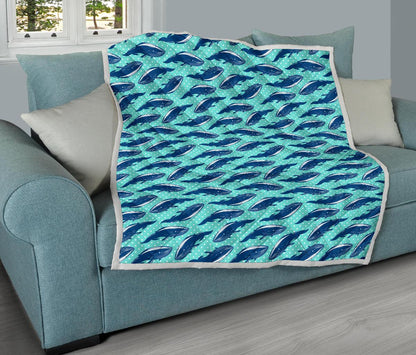 Whale Polka Dot Design Themed Print Premium Quilt-JTAMIGO.COM