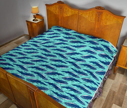Whale Polka Dot Design Themed Print Premium Quilt-JTAMIGO.COM