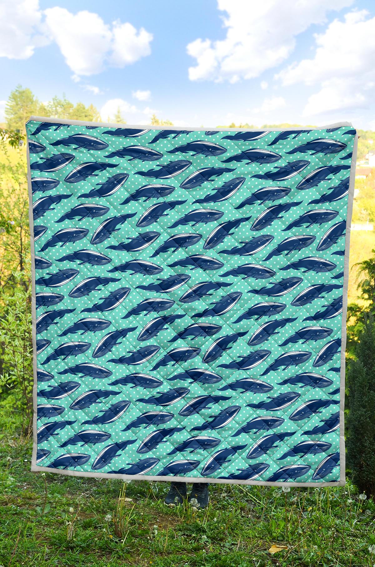 Whale Polka Dot Design Themed Print Premium Quilt-JTAMIGO.COM