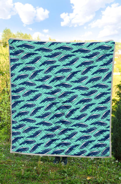 Whale Polka Dot Design Themed Print Premium Quilt-JTAMIGO.COM