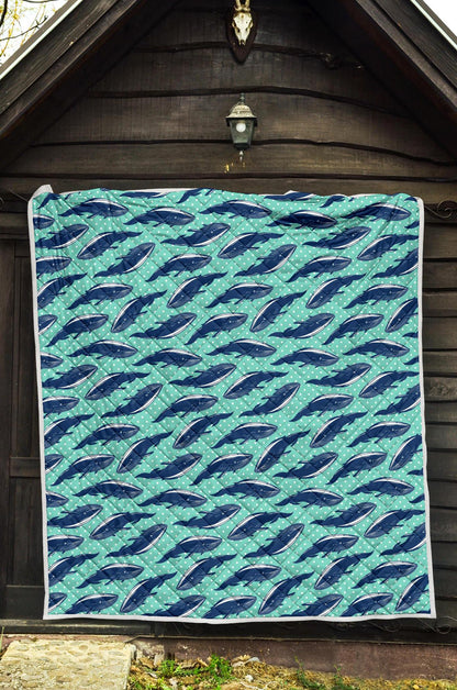 Whale Polka Dot Design Themed Print Premium Quilt-JTAMIGO.COM
