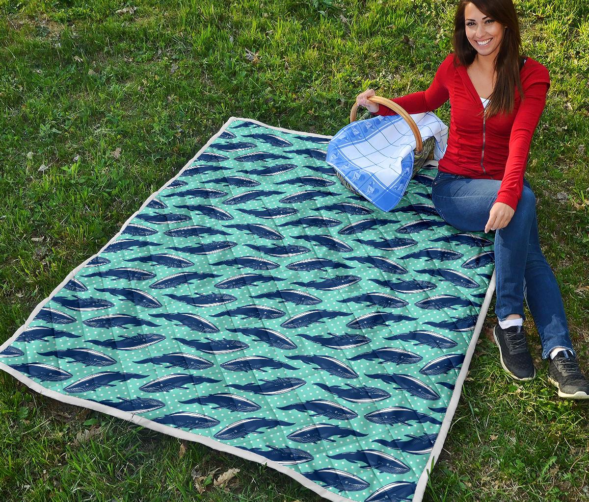 Whale Polka Dot Design Themed Print Premium Quilt-JTAMIGO.COM