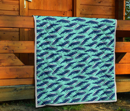 Whale Polka Dot Design Themed Print Premium Quilt-JTAMIGO.COM