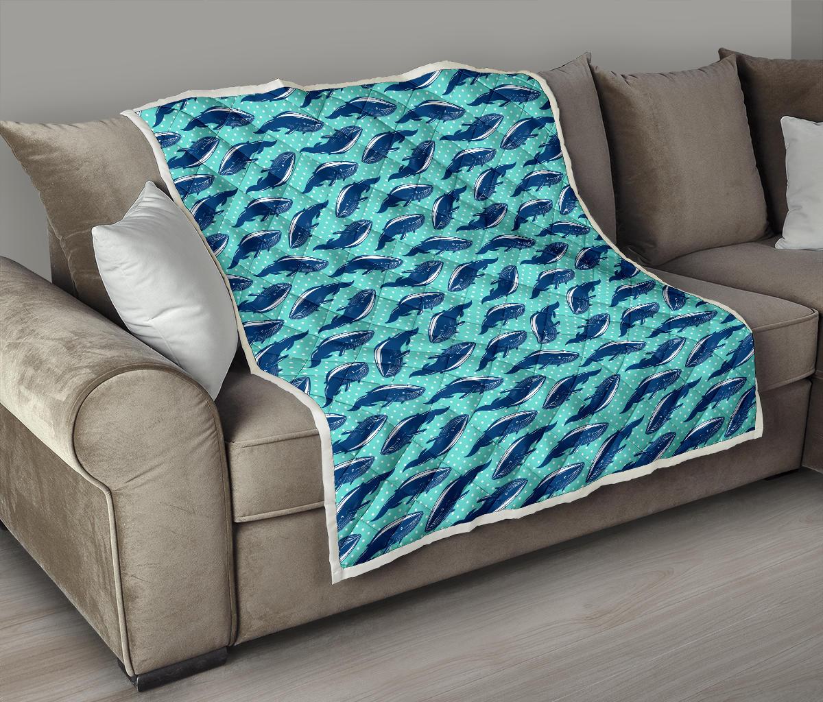 Whale Polka Dot Design Themed Print Premium Quilt-JTAMIGO.COM