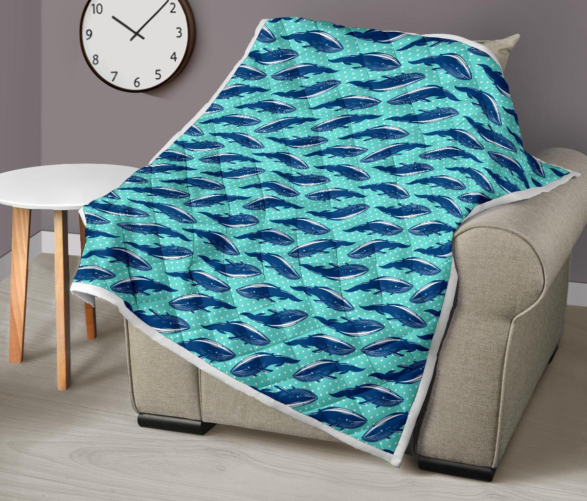 Whale Polka Dot Design Themed Print Premium Quilt-JTAMIGO.COM