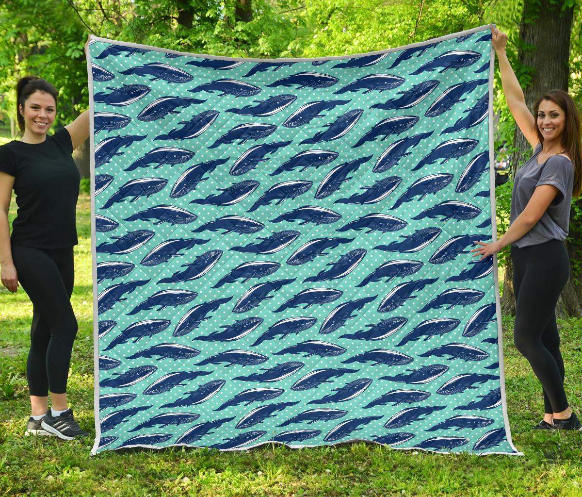 Whale Polka Dot Design Themed Print Premium Quilt-JTAMIGO.COM