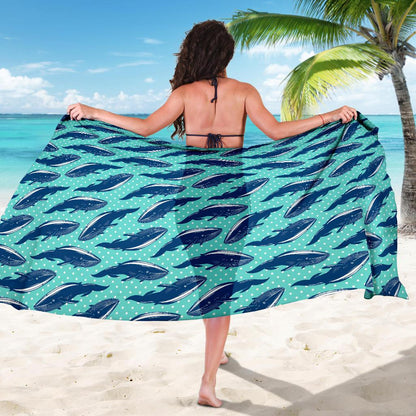 Whale Polka Dot Design Themed Print Sarong Pareo Wrap