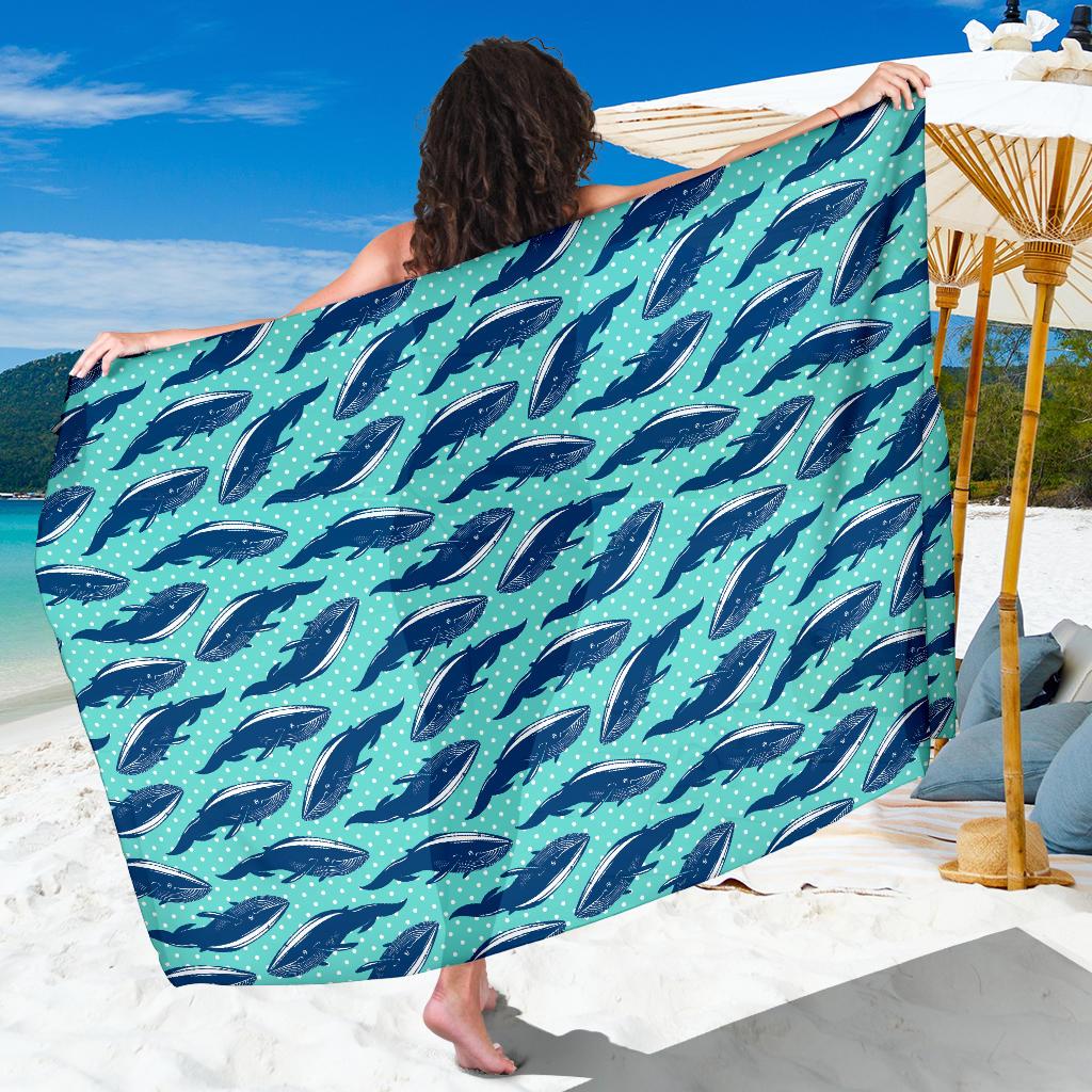 Whale Polka Dot Design Themed Print Sarong Pareo Wrap