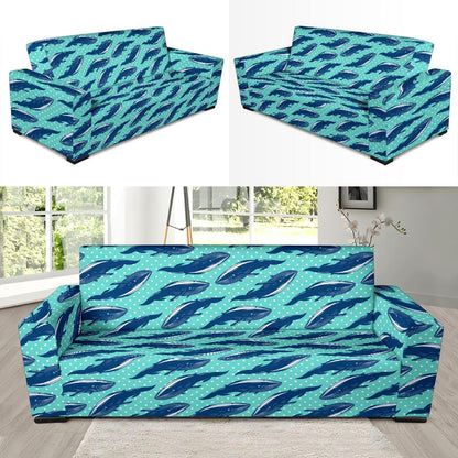 Whale Polka Dot Design Themed Print Sofa Slipcover-JTAMIGO.COM