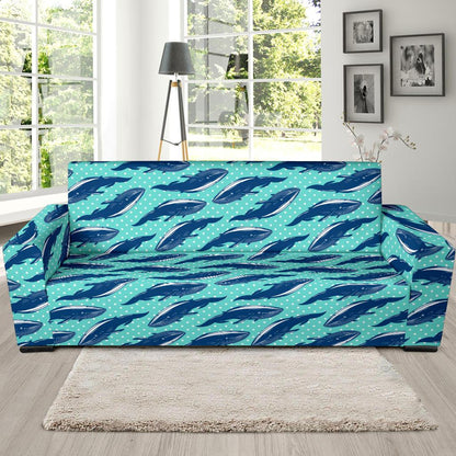 Whale Polka Dot Design Themed Print Sofa Slipcover-JTAMIGO.COM