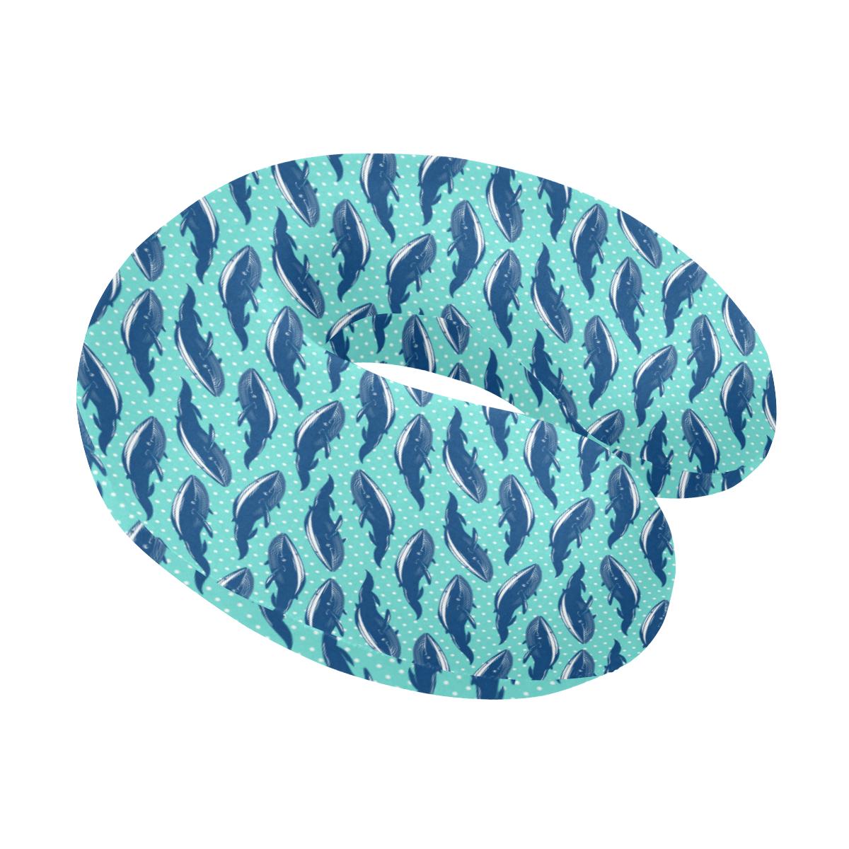 Whale Polka Dot Design Themed Print U-Shaped Travel Neck Pillow-JTAMIGO.COM