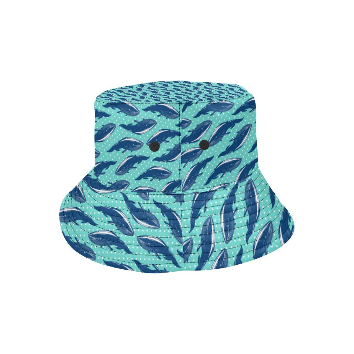 Whale Polka Dot Design Themed Print Unisex Bucket Hat