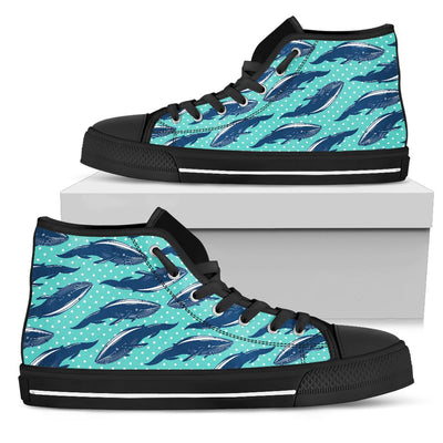 Whale Polka Dot Design Themed Print Women High Top Shoes