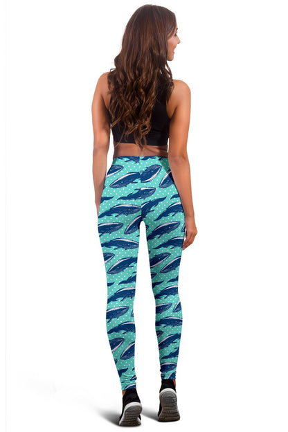 Whale Polka Dot Design Themed Print Women Leggings