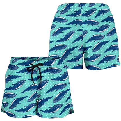 Whale Polka Dot Design Themed Print Women Shorts-JTAMIGO.COM