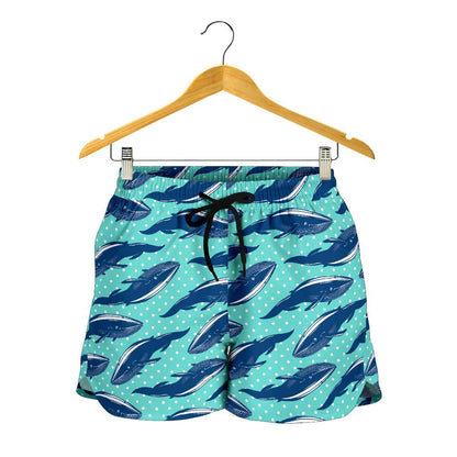 Whale Polka Dot Design Themed Print Women Shorts-JTAMIGO.COM