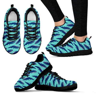 Whale Polka Dot Design Themed Print Women Sneakers Shoes