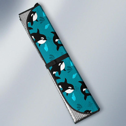Whale Sea Design Themed Print Car Sun Shade For Windshield