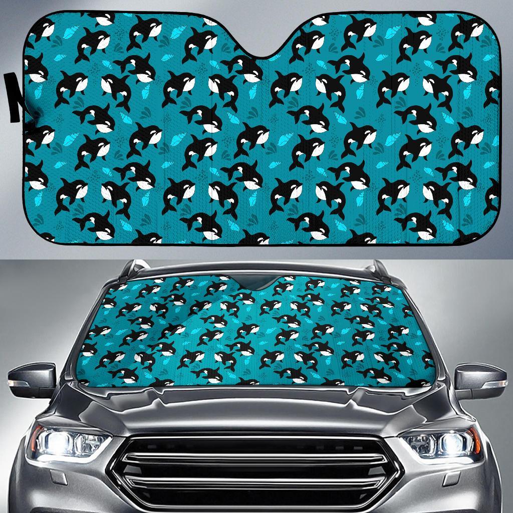 Whale Sea Design Themed Print Car Sun Shade For Windshield