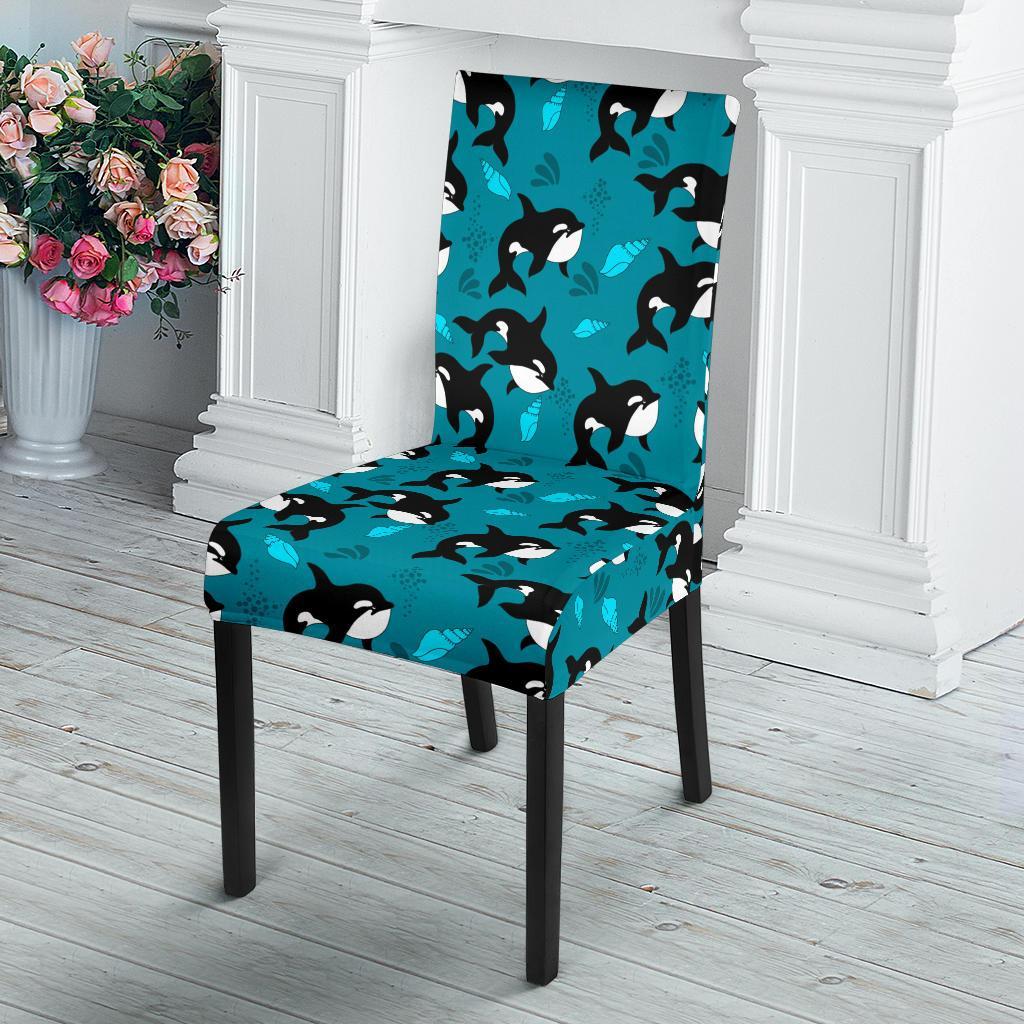 Whale Sea Design Themed Print Dining Chair Slipcover-JTAMIGO.COM