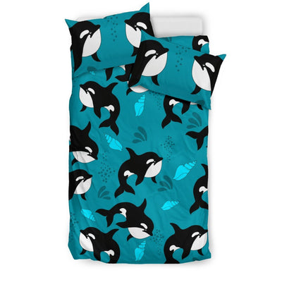 Whale Sea Design Themed Print Duvet Cover Bedding Set