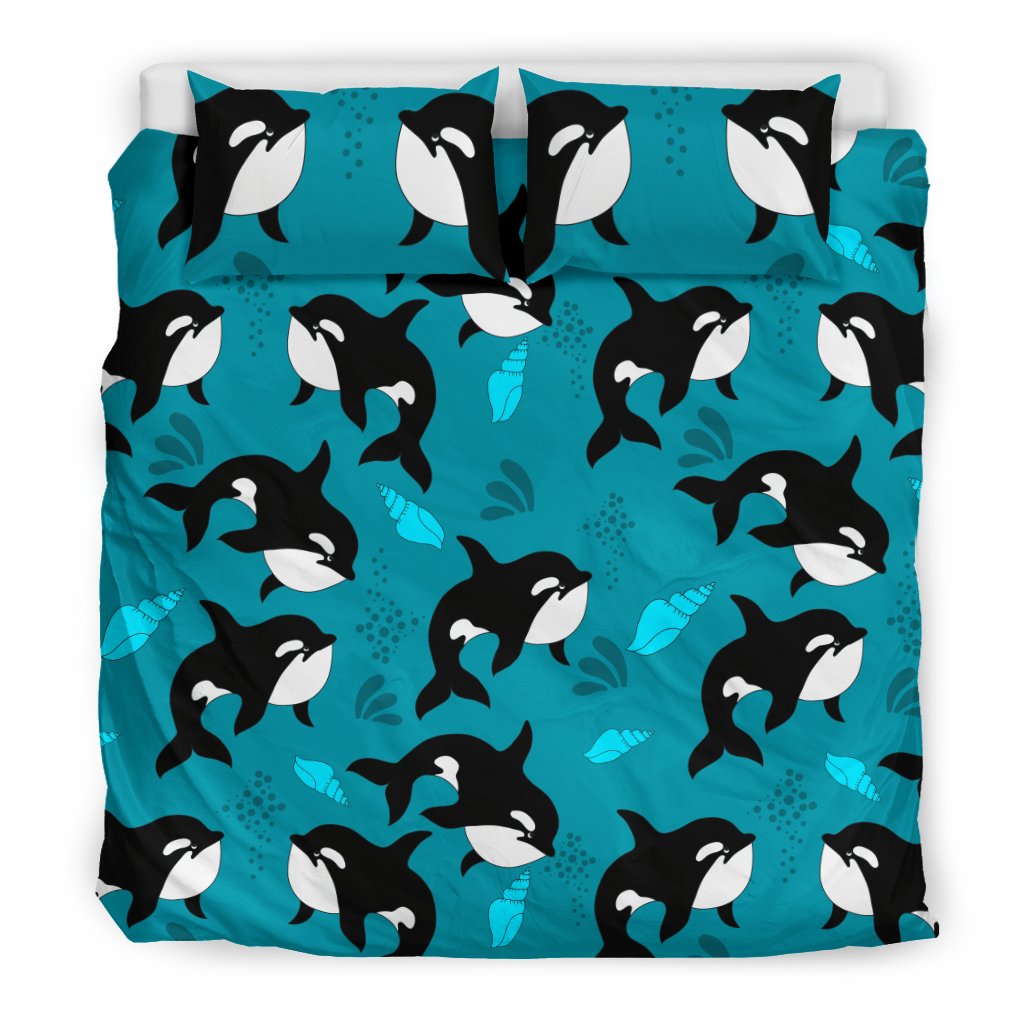Whale Sea Design Themed Print Duvet Cover Bedding Set