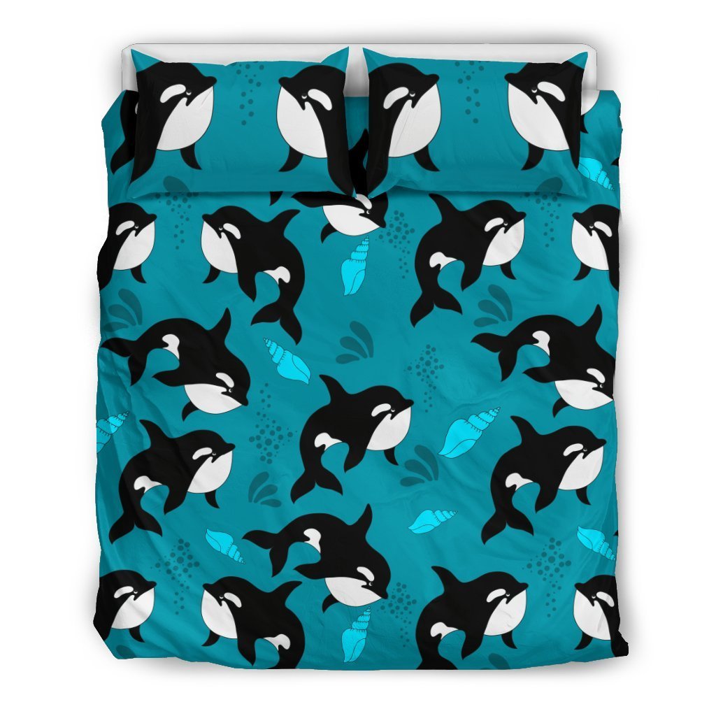 Whale Sea Design Themed Print Duvet Cover Bedding Set