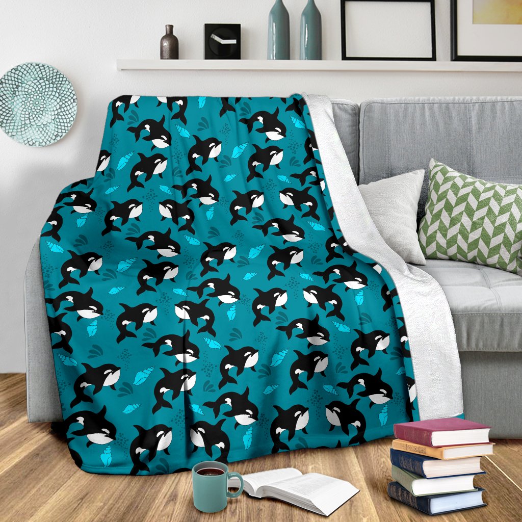 Whale Sea Design Themed Print Fleece Blanket