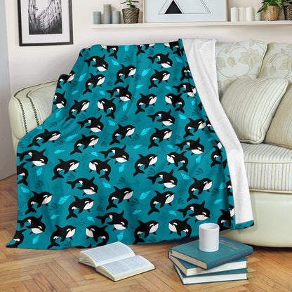 Whale Sea Design Themed Print Fleece Blanket