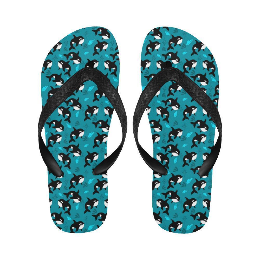 Whale Sea Design Themed Print Flip Flops-JTAMIGO.COM